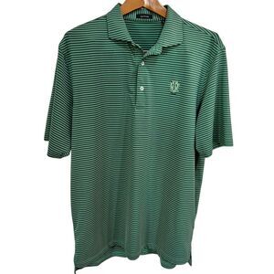 Turtleson Men's Green Striped Polo Shirt L Short Sleeve‎ Casual like new